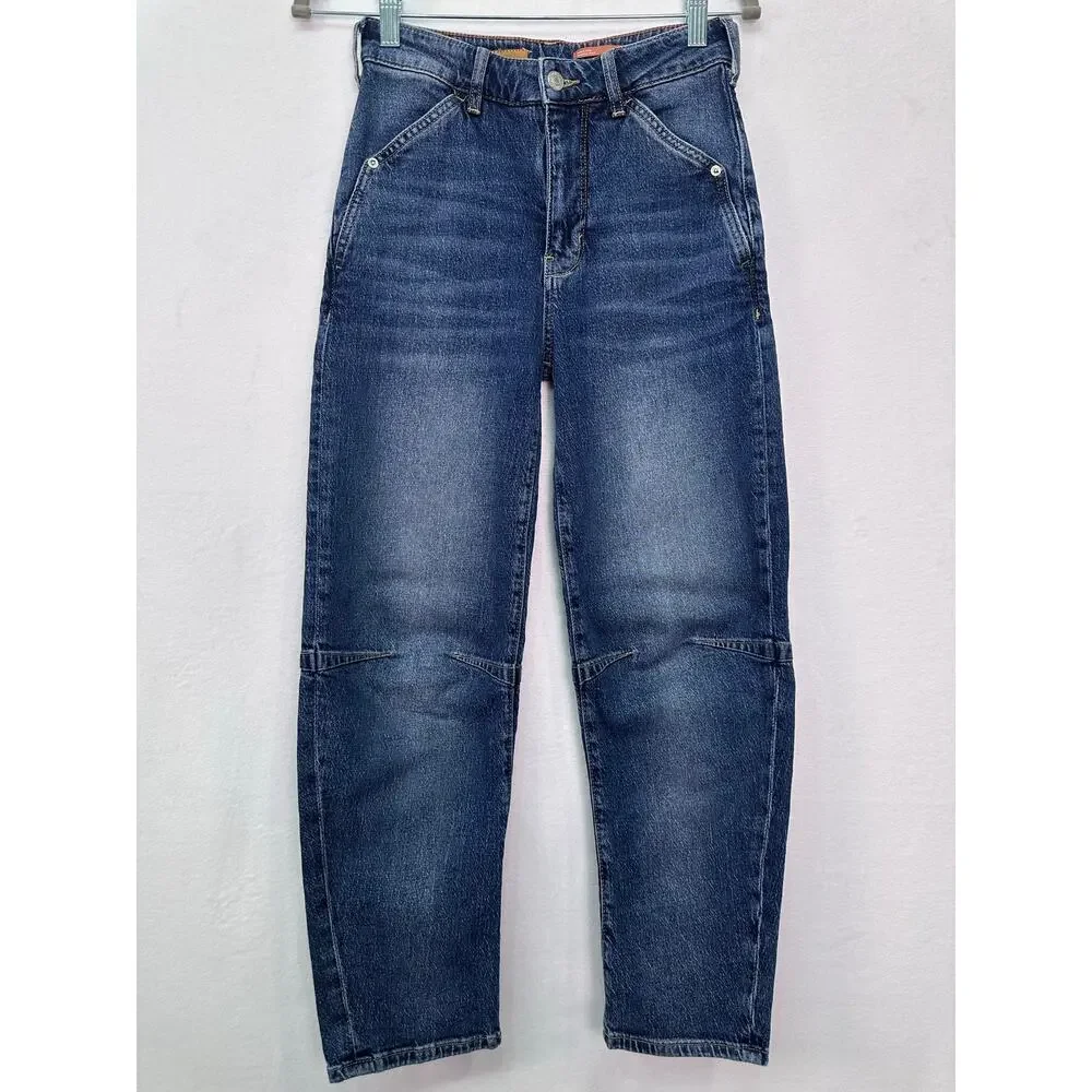 Pilcro Anthropologie High Rise Tapered Boyfriend Jeans Size 25 Medium Wash Denim